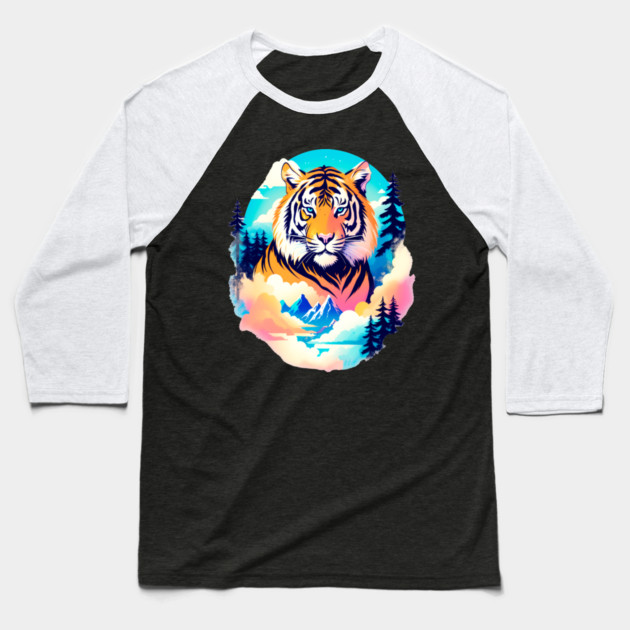 Tiger in the Mountains and Forests Baseball T-Shirt by BirdsnStuff