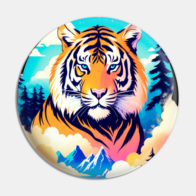 Tiger in the Mountains and Forests Pin by BirdsnStuff