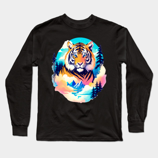 Tiger in the Mountains and Forests Long Sleeve T-Shirt by BirdsnStuff