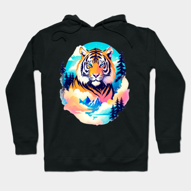 Tiger in the Mountains and Forests Hoodie by BirdsnStuff