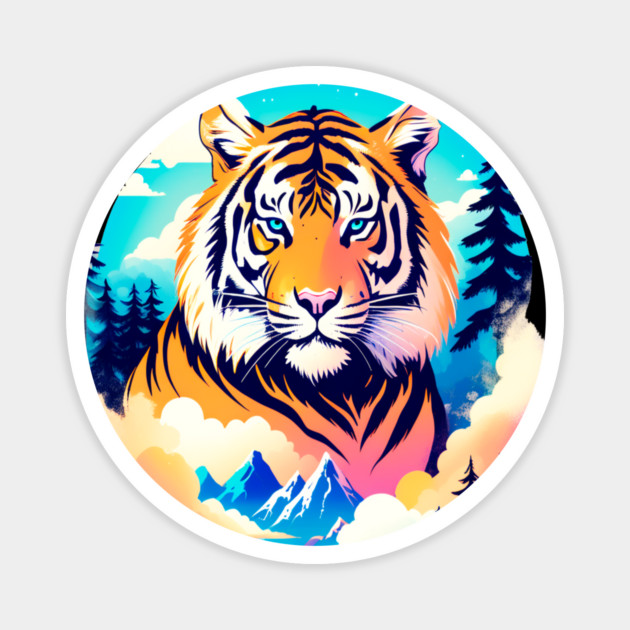 Tiger in the Mountains and Forests Magnet by BirdsnStuff