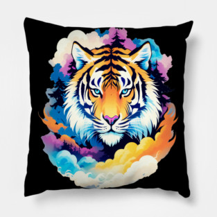 Tiger in the Mountains and Forests Pillow