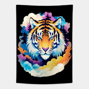 Tiger in the Mountains and Forests Tapestry