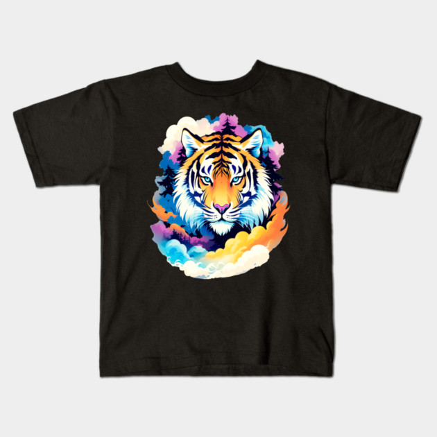 Tiger in the Mountains and Forests Kids T-Shirt by BirdsnStuff