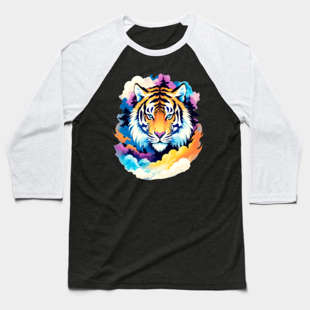 Tiger in the Mountains and Forests Baseball T-Shirt by BirdsnStuff