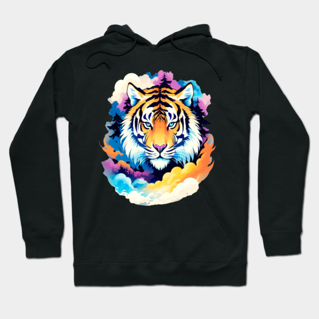 Tiger in the Mountains and Forests Hoodie by BirdsnStuff
