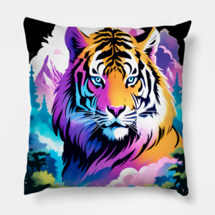 Tiger in the Mountains and Forests Pillow