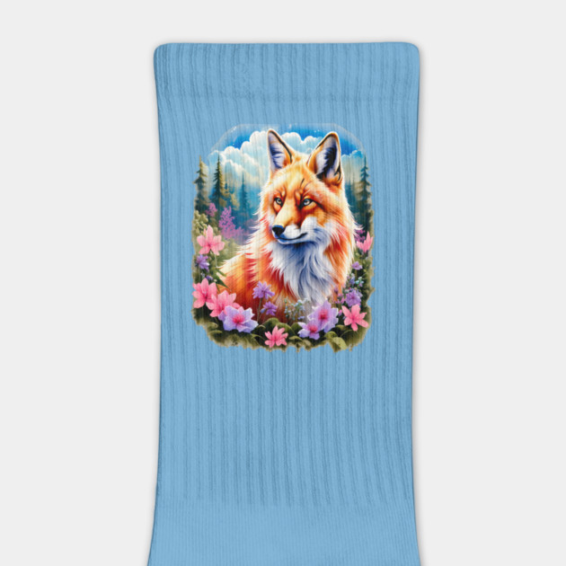 Red Fox with Flowers and Forests by BirdsnStuff