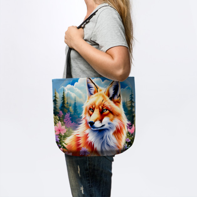 Red Fox with Flowers and Forests by BirdsnStuff