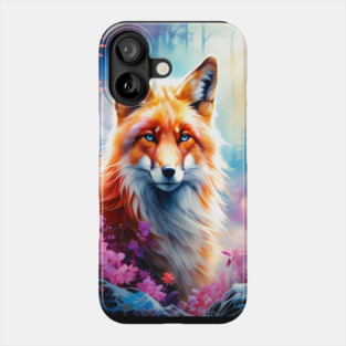 Red Fox with Flowers and Forests Phone Case