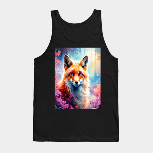 Red Fox with Flowers and Forests Tank Top by BirdsnStuff
