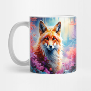 Red Fox with Flowers and Forests Mug