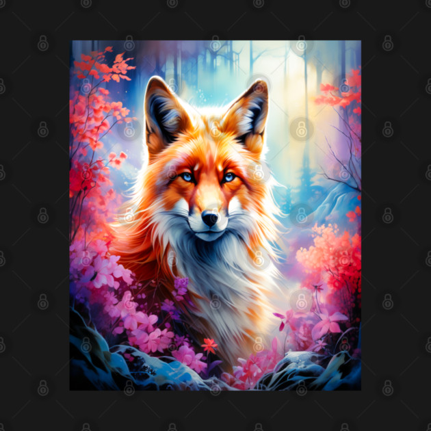 Red Fox with Flowers and Forests by BirdsnStuff