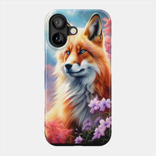 Red Fox with Flowers and Forests Phone Case