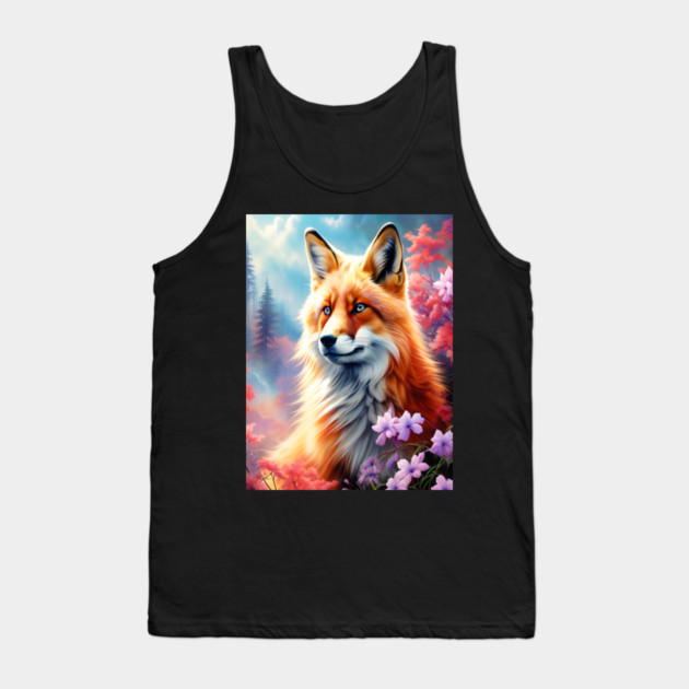 Red Fox with Flowers and Forests Tank Top by BirdsnStuff
