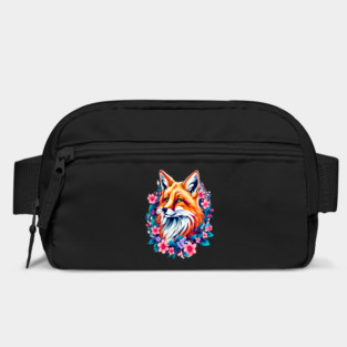 Red Fox with Bold Flowers Bag