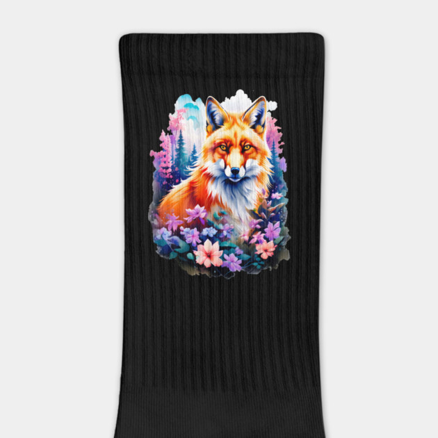 Red Fox with Flowers and Forests by BirdsnStuff