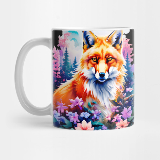 Red Fox with Flowers and Forests by BirdsnStuff