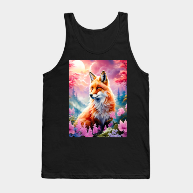 Red Fox with Flowers and Forests Tank Top by BirdsnStuff