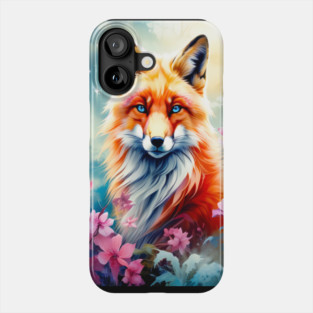 Red Fox with Flowers and Forests Phone Case