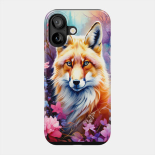 Red Fox with Flowers and Forests Phone Case