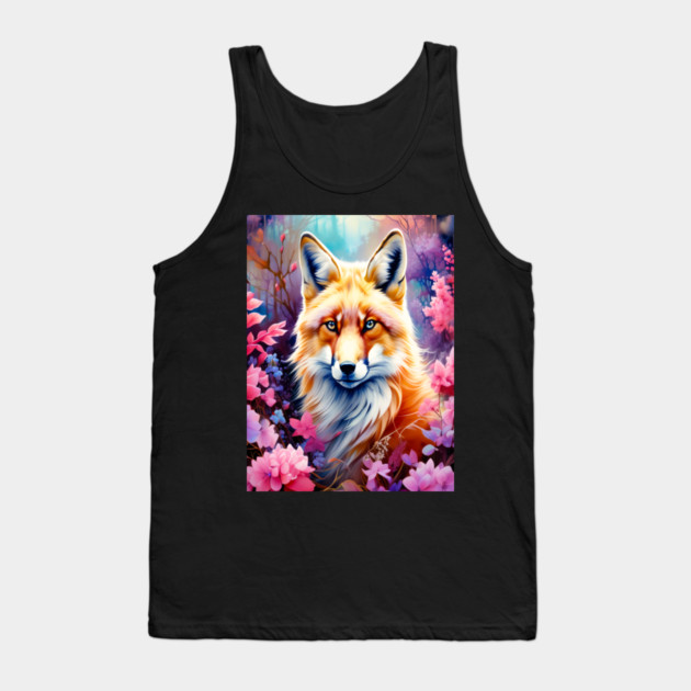 Red Fox with Flowers and Forests Tank Top by BirdsnStuff