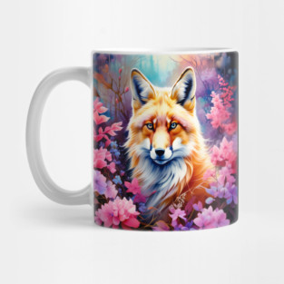 Red Fox with Flowers and Forests Mug