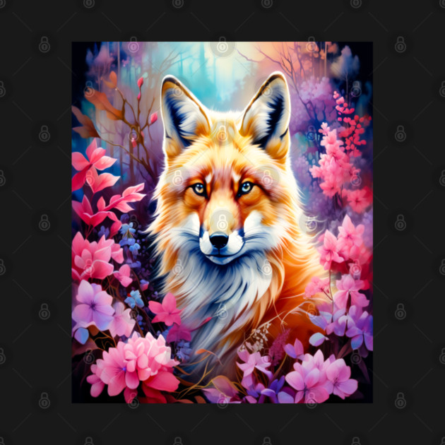Red Fox with Flowers and Forests by BirdsnStuff