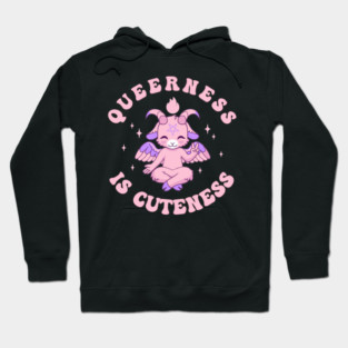 Queerness is Cuetness Cute Queer Baphomet Hoodie