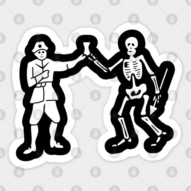 Pirate Flag - Pirate Black Bart - Bartholomew Roberts - Death Skeleton Flag Sticker by Yesteeyear