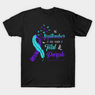 In September We Wear Teal And Purple Suicide Prevention Awareness T-Shirt