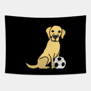 Funny Yellow Lab Dog Soccer Tapestry