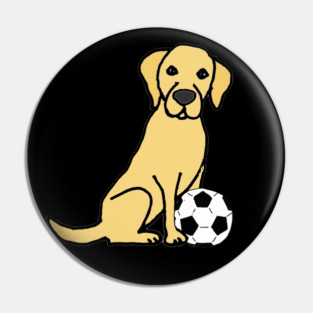 Funny Yellow Lab Dog Soccer Pin
