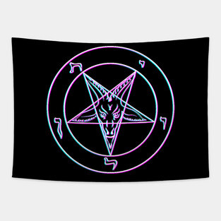 Vaporwave Pentagram Tapestry
