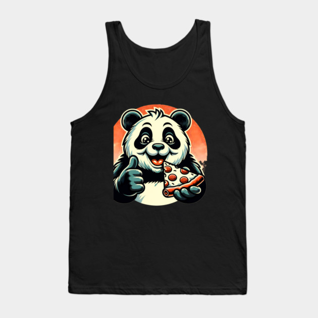 Panda Bear Eating Pizza Tank Top by logiamerch