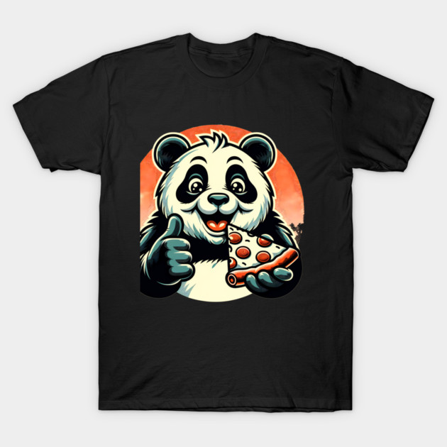Panda Bear Eating Pizza T-Shirt by logiamerch