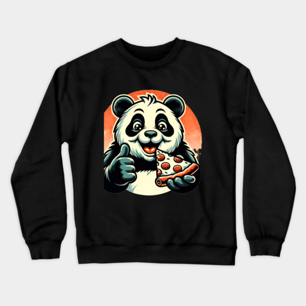 Panda Bear Eating Pizza Crewneck Sweatshirt by logiamerch