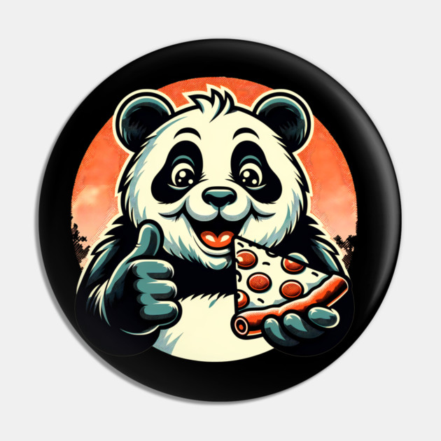 Panda Bear Eating Pizza Pin by logiamerch