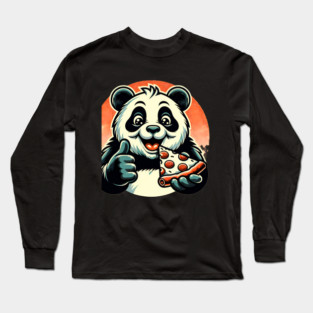 Panda Bear Eating Pizza Long Sleeve T-Shirt
