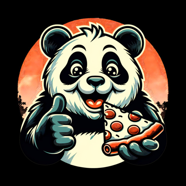Panda Bear Eating Pizza by logiamerch
