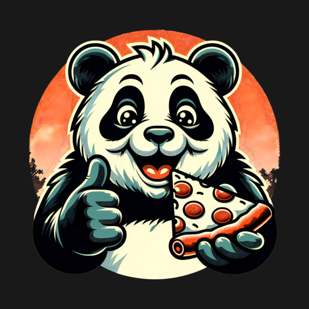 Panda Bear Eating Pizza by logiamerch