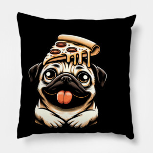 Pug Dog Eating Pizza Pillow