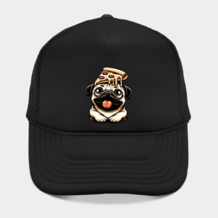 Pug Dog Eating Pizza Hat