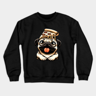 Pug Dog Eating Pizza Crewneck Sweatshirt