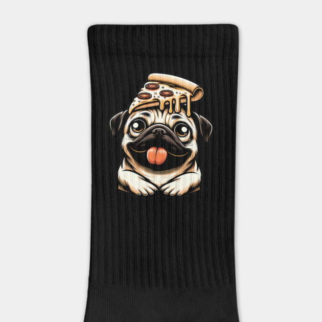 Pug Dog Eating Pizza by logiamerch