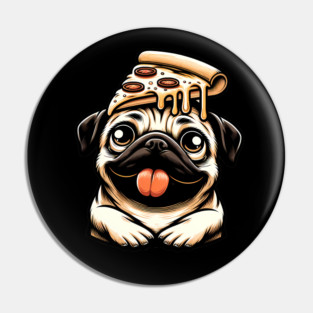Pug Dog Eating Pizza Pin