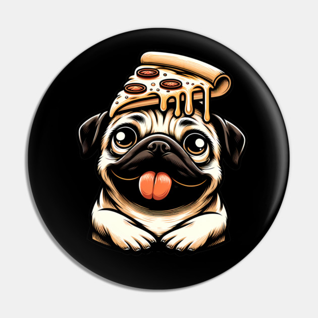 Pug Dog Eating Pizza Pin by logiamerch