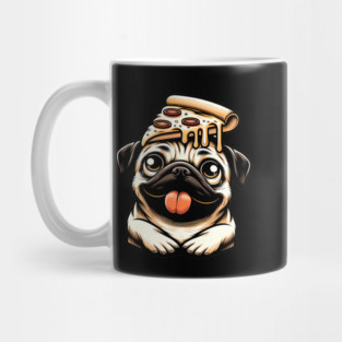 Pug Dog Eating Pizza Mug