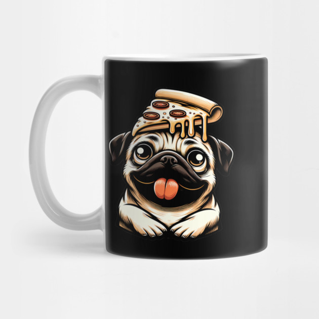 Pug Dog Eating Pizza by logiamerch