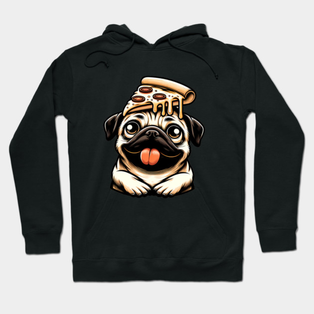 Pug Dog Eating Pizza Hoodie by logiamerch